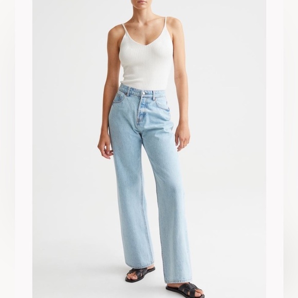 H&M Denim - H&M 5-Pocket Wide High Jeans -Wash Denim